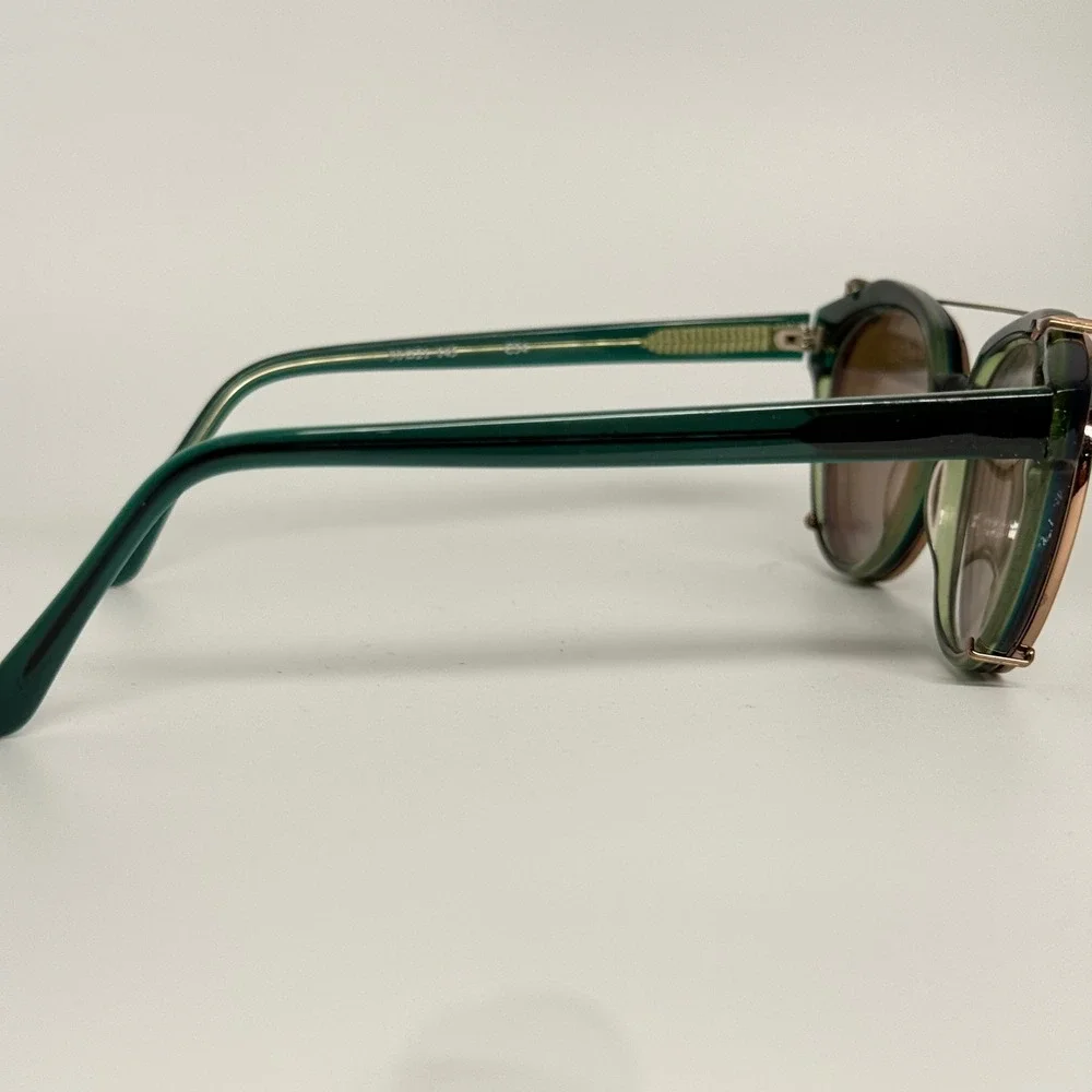 SEE 9441 Green Round Eyeglasses‎ with Magnetic Clip-On Sunglasses C34 50-21-145